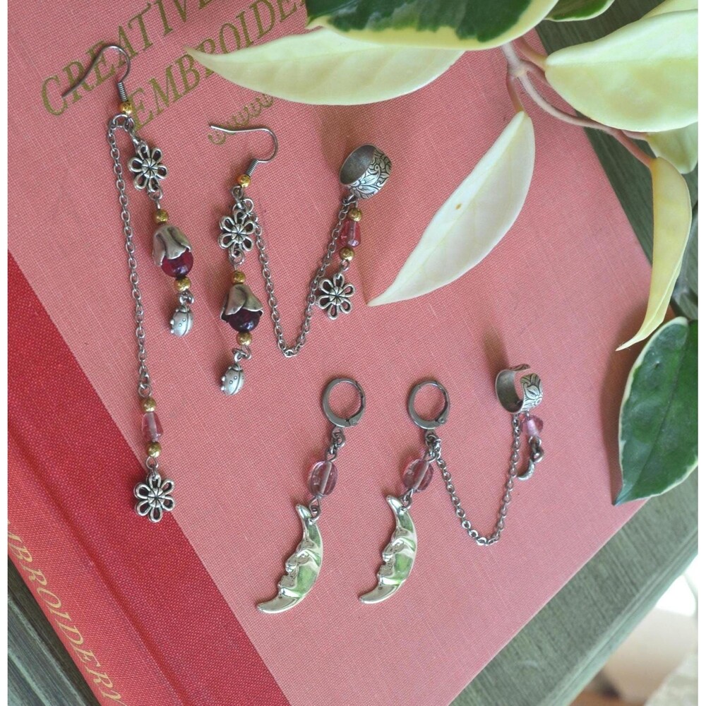 The Whimsical Cuff Collection - Stainless Steel Drop Earrings - Reclaimed Jewelr